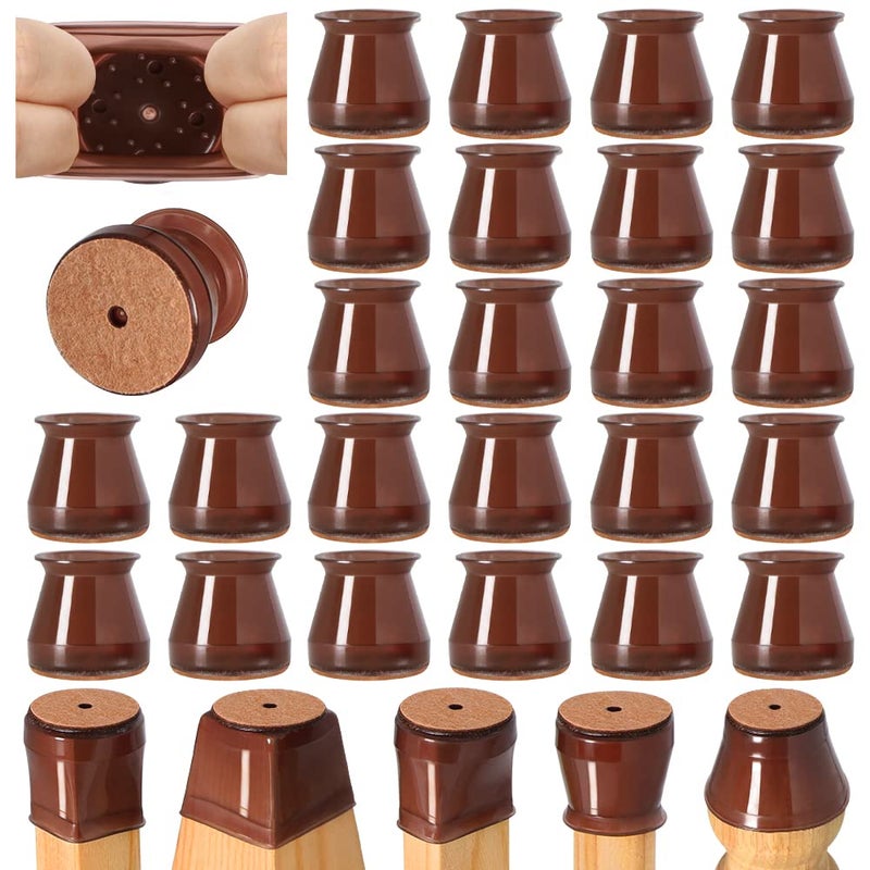 VIUME 24 Pcs Chair Leg Floor Protectors for Hardwood Floors Silicone Covers to Protect Wood Tile Floors Felt Bottom Furniture Leg Caps Anti-Scratch Reduce Noise (Fit:0.9""-1.29"") - Image 1